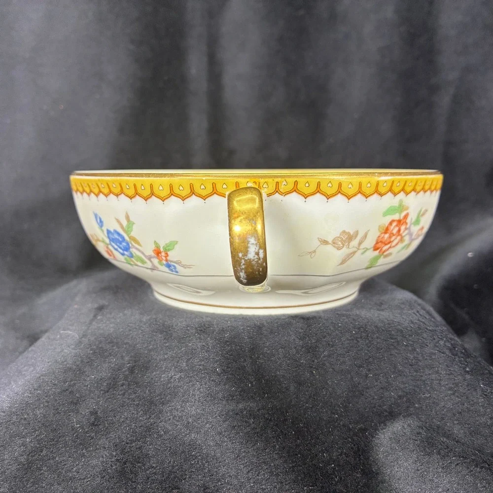 Theodore Haviland Limoges France Blois Bird of Paradise Bouillon Soup Bowl Gold
